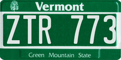 VT license plate ZTR773