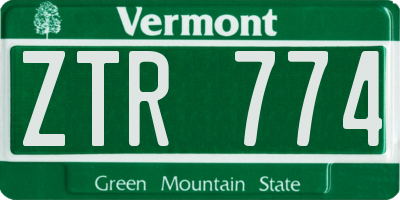 VT license plate ZTR774