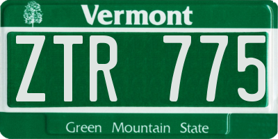 VT license plate ZTR775