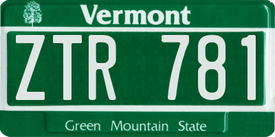 VT license plate ZTR781