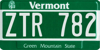 VT license plate ZTR782
