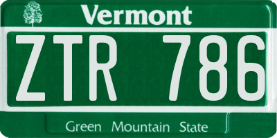VT license plate ZTR786
