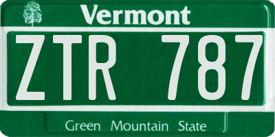 VT license plate ZTR787