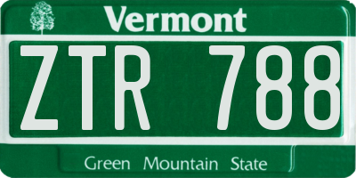 VT license plate ZTR788