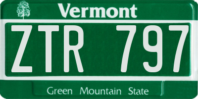 VT license plate ZTR797