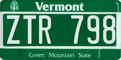 VT license plate ZTR798