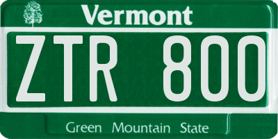VT license plate ZTR800
