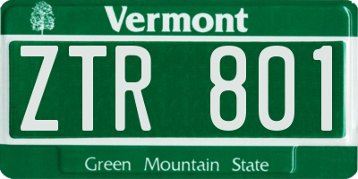 VT license plate ZTR801