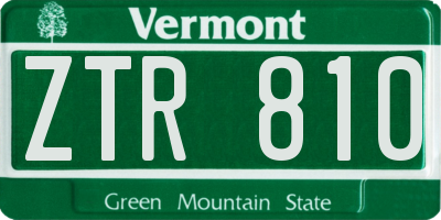 VT license plate ZTR810