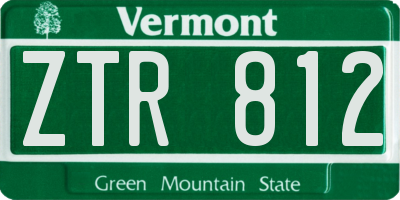 VT license plate ZTR812