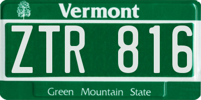 VT license plate ZTR816