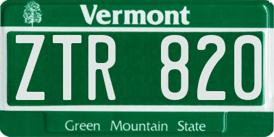 VT license plate ZTR820
