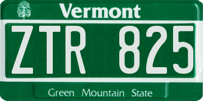 VT license plate ZTR825