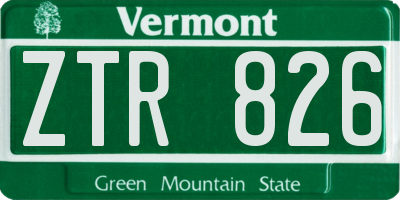 VT license plate ZTR826