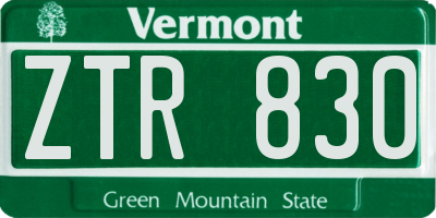 VT license plate ZTR830