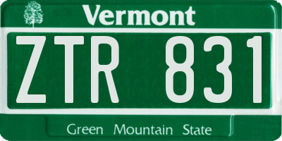 VT license plate ZTR831