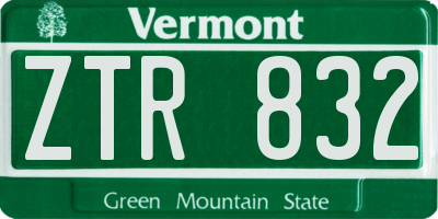 VT license plate ZTR832