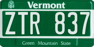 VT license plate ZTR837