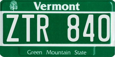 VT license plate ZTR840