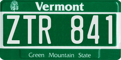 VT license plate ZTR841