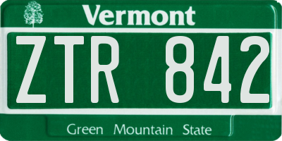 VT license plate ZTR842