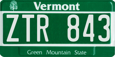 VT license plate ZTR843