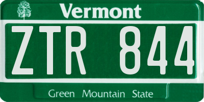 VT license plate ZTR844