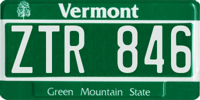 VT license plate ZTR846