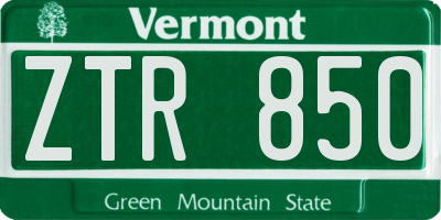VT license plate ZTR850