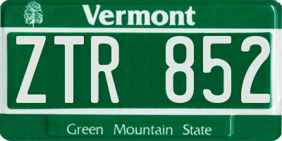 VT license plate ZTR852