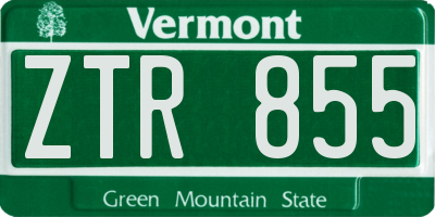 VT license plate ZTR855