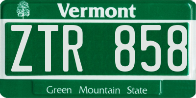 VT license plate ZTR858