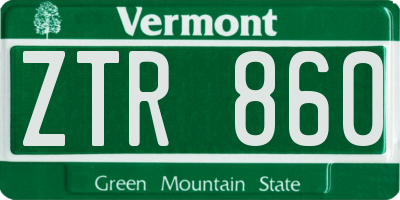 VT license plate ZTR860