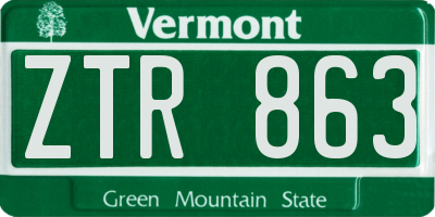 VT license plate ZTR863