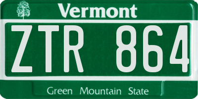 VT license plate ZTR864