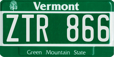 VT license plate ZTR866
