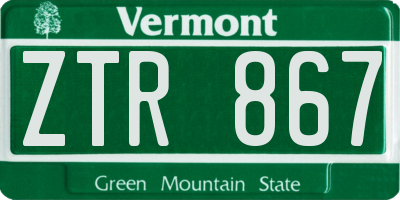 VT license plate ZTR867
