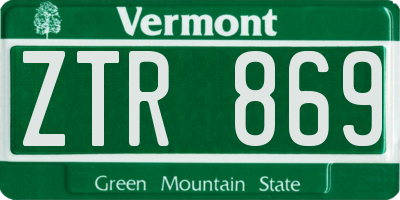 VT license plate ZTR869
