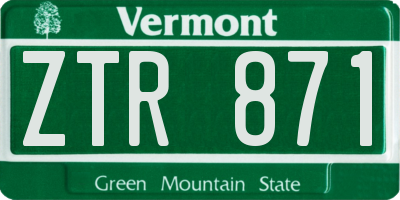 VT license plate ZTR871