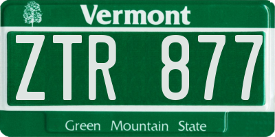VT license plate ZTR877