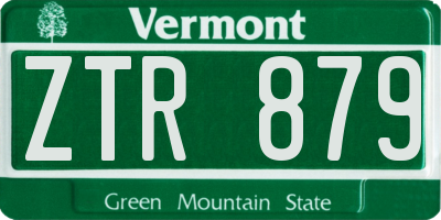 VT license plate ZTR879