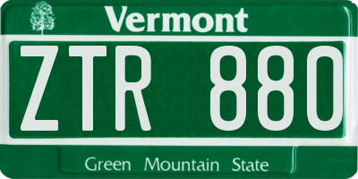 VT license plate ZTR880