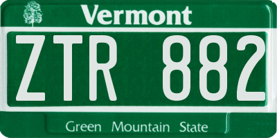 VT license plate ZTR882