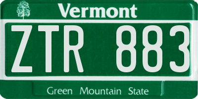 VT license plate ZTR883