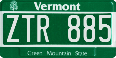 VT license plate ZTR885