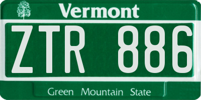 VT license plate ZTR886