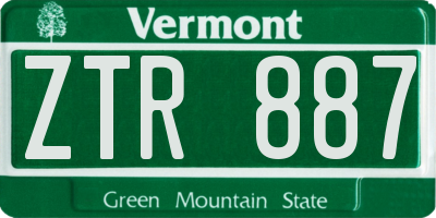 VT license plate ZTR887