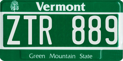 VT license plate ZTR889
