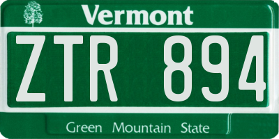 VT license plate ZTR894