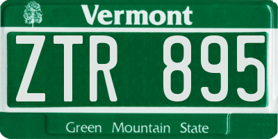 VT license plate ZTR895